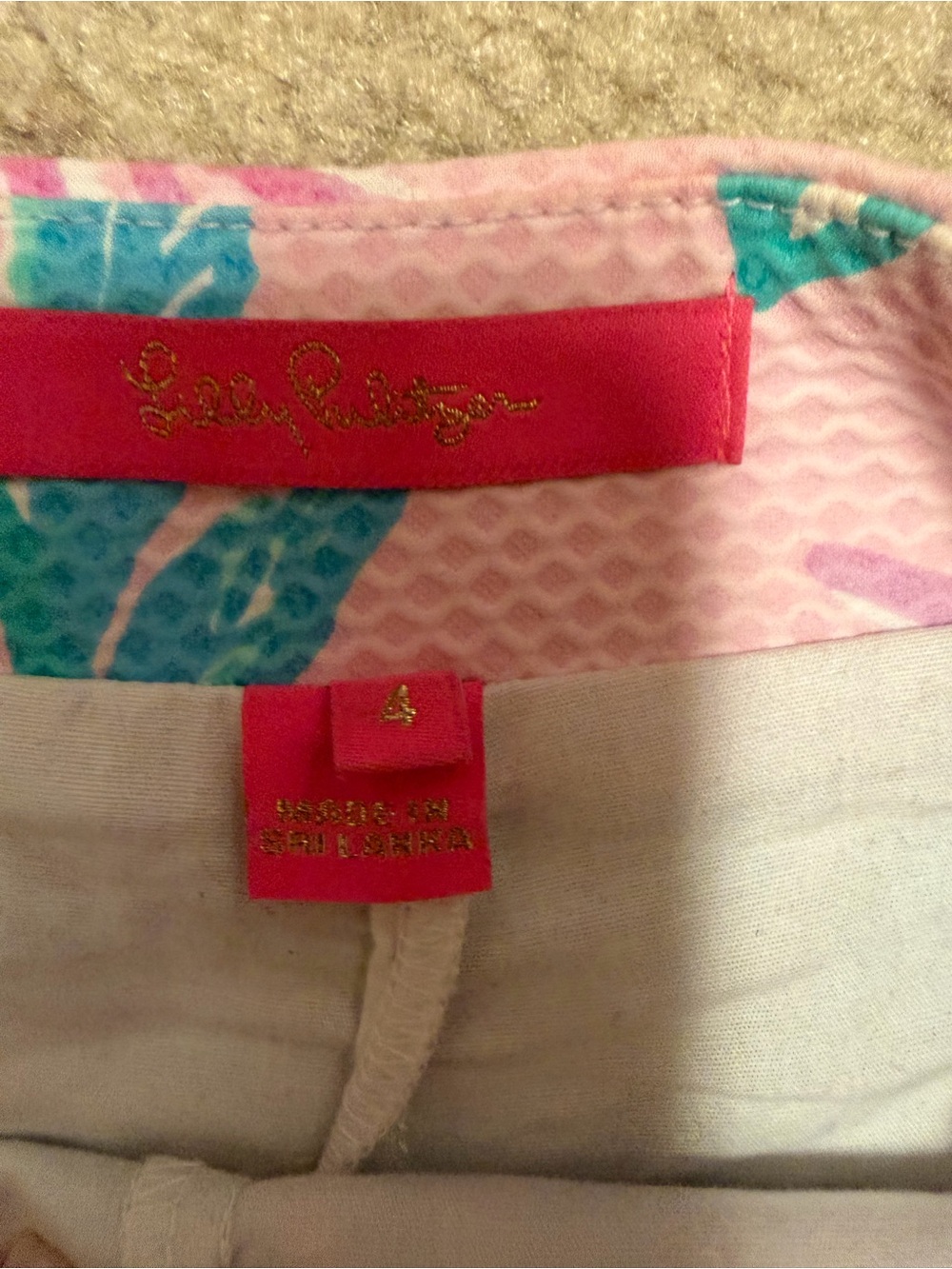 Lili Pulitzer Pink Tropical Scalloped Mini Skirt with Button Front - Picture 3 of 3